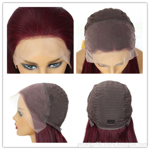 99j Wine Red Hd Full Lace Front Wig Virgin Brazilian Human Hair  Yeswigs Colored Transparent Lace Frontal Wig For Black Women